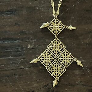 RARE Vintage D'Orlan Etruscan style statement necklace, Gold Toned Detailed